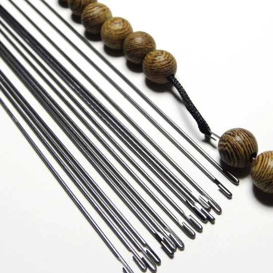 Игла с крючком для бусин из нержавеющей стали 0,4х170 мм 1 шт. Платина