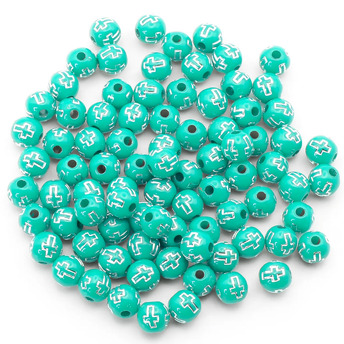 Бусины круглые Крестик серебристый 8 мм Тиффани +-25 г (+-90 шт.)