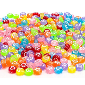 Бусины таблетка Фигуры 7х4 мм +-25 г (+-200 шт.) прозрачные Разных цветов фигуры Белые