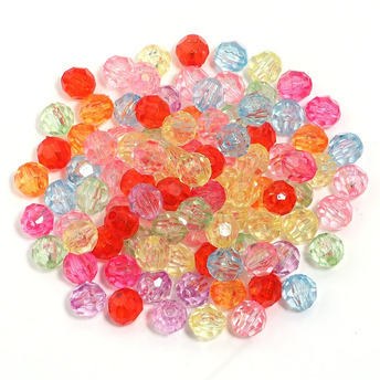 Бусины пластиковые огранка 8 мм отверстие 1,7 мм +-25 г (+-105 шт.) Разных цветов АВ