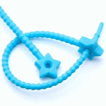 Стяжка силиконовая Звездочка со стопом 20 см Голубой