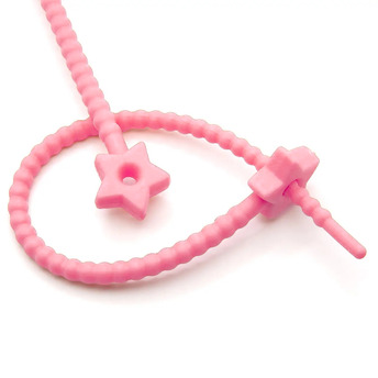 Стяжка силиконовая Звездочка со стопом 20 см Розовый светлый