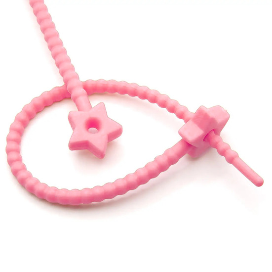 Стяжка силиконовая Звездочка со стопом 20 см Розовый светлый