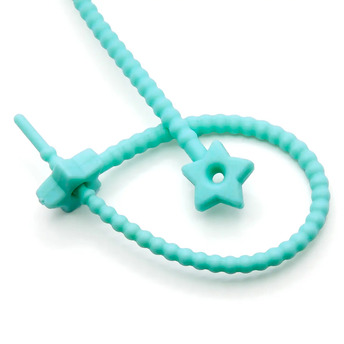 Стяжка силиконовая Звездочка со стопом 20 см Бирюзовый