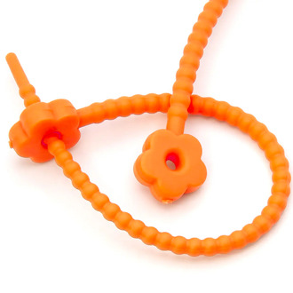 Стяжка силиконовая Цветок со стопом 20 см Оранжевый неон