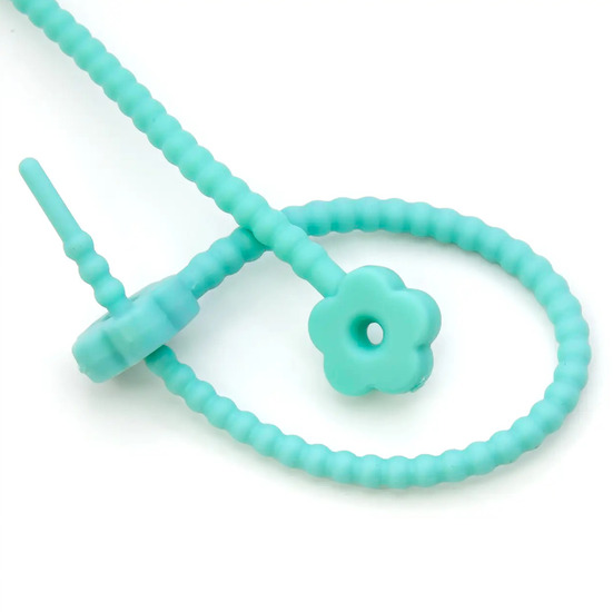 Стяжка силиконовая Цветок со стопом 20 см Бирюзовый