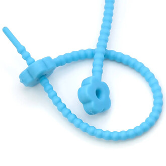 Стяжка силиконовая Цветок со стопом 20 см Голубой