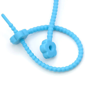 Стяжка силиконовая Цветок со стопом 20 см Голубой