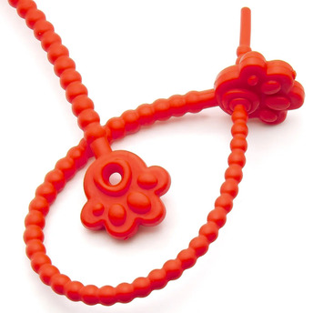 Стяжка силиконовая Лапка со стопом 20 см Красный