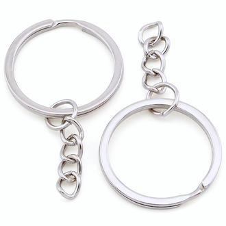 Основа для брелка колечко с цепью 30х55 мм Платина 10 шт.