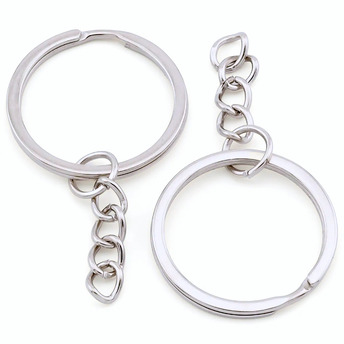 Основа для брелка колечко с цепью 30х55 мм Платина 10 шт.