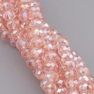 Бусины Swarovski огранка рондель 8х6 мм Ø 1,2 мм ±40 см (±62 шт.) Пудровый АВ прозрачный