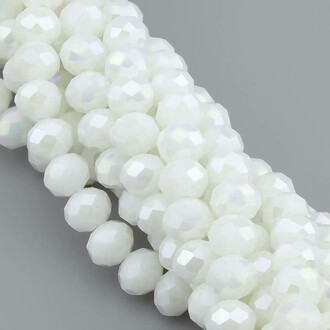 Бусины Swarovski огранка рондель 8х6 мм Ø 1,2 мм ±40 см (±62 шт.) Белый АВ