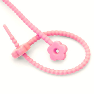 Стяжка силиконовая Цветок со стопом 20 см Розовый светлый