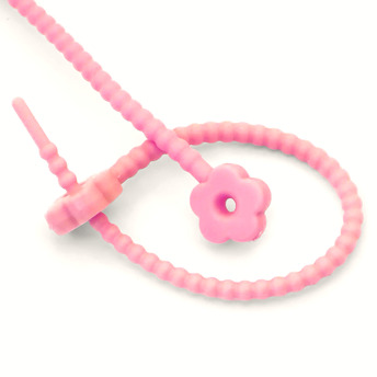 Стяжка силиконовая Цветок со стопом 20 см Розовый светлый