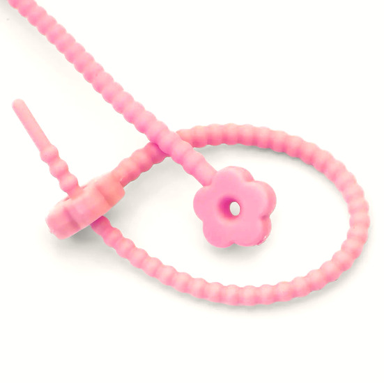 Стяжка силиконовая Цветок со стопом 20 см Розовый светлый