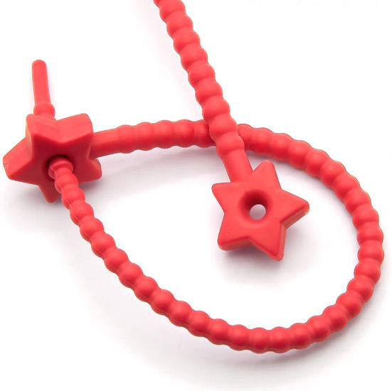 Стяжка силиконовая Звездочка со стопом 20 см Красный