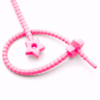 Стяжка силиконовая Звездочка со стопом 20 см Розовый неон