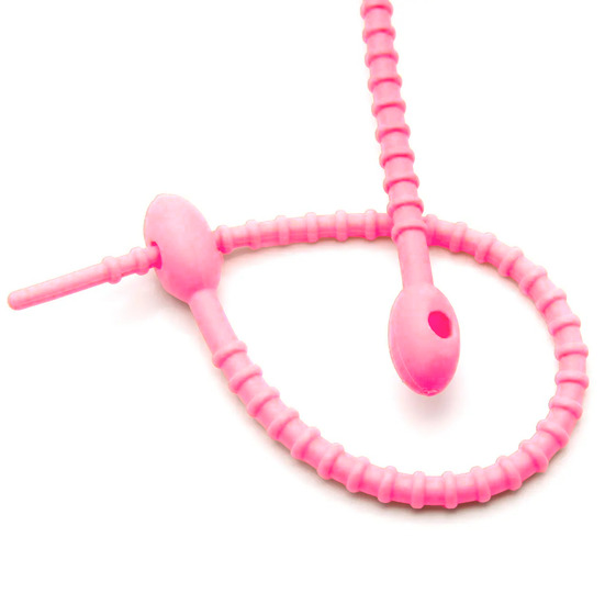 Стяжка силиконовая Головастик 20 см Розовый неон