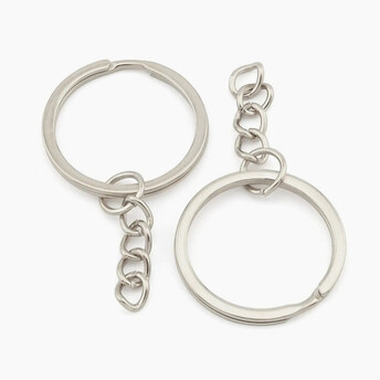 Основание для брелка колечко с цепью 25х52 мм 10 шт. Платина