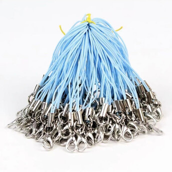 Шнурок с карабином для брелка 10 шт. карабин 12 мм шнурок 0,7 мм Голубой