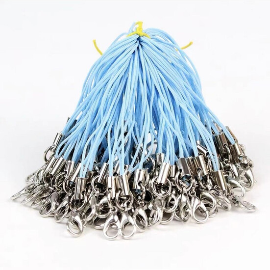 Шнурок с карабином для брелка 10 шт. карабин 12 мм шнурок 0,7 мм Голубой
