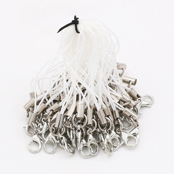 Шнурок с карабином для брелка 10 шт. карабин 12 мм шнурок 0,7 мм Белый