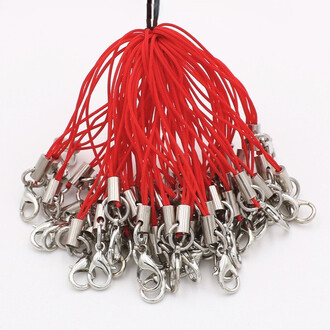 Шнурок с карабином для брелка 10 шт. карабин 12 мм шнурок 0,7 мм Красный