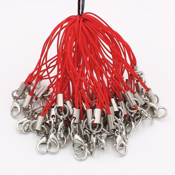 Шнурок с карабином для брелка 10 шт. карабин 12 мм шнурок 0,7 мм Красный