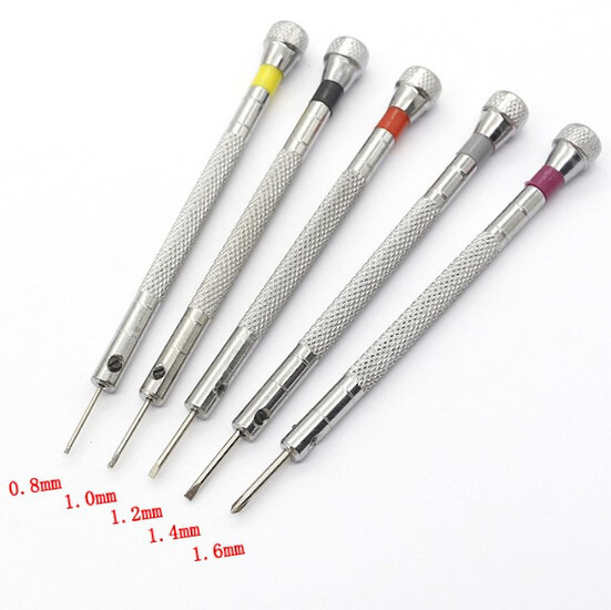 Отвертка часовая прямошлицевая 1,2 мм 1 шт. Платина/красный