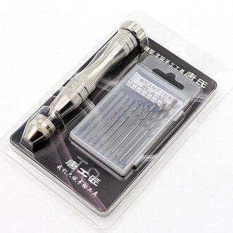 Ручная мини дрель 12,5х2,1 см +10 сверл 0,8-3 мм 1 набор Платина