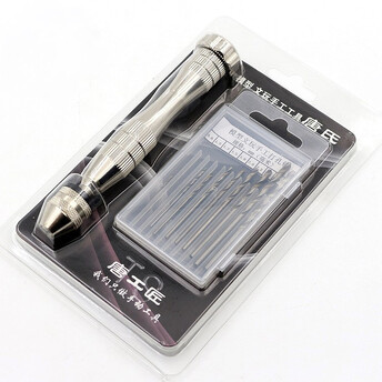 Ручная мини дрель 12,5х2,1 см +10 сверл 0,8-3 мм 1 набор Платина