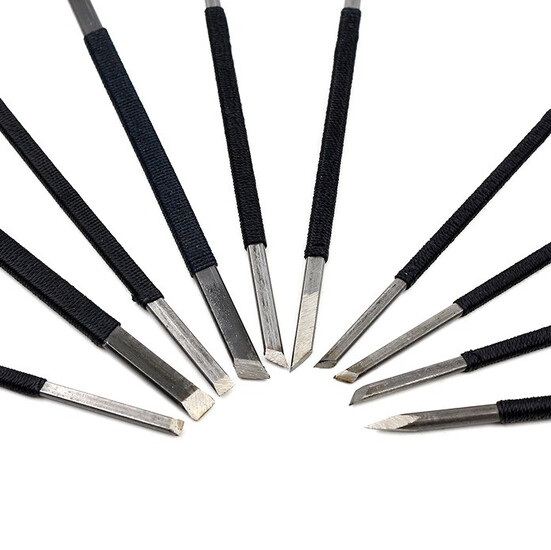 Набор стамесок резцов по камню в чехле 10 шт. 1 набор Черный