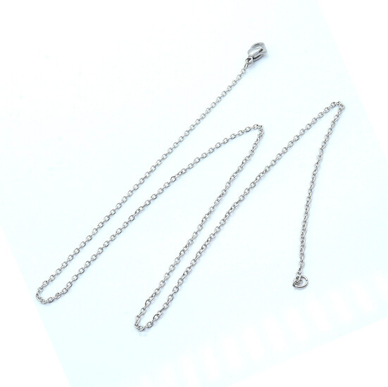 Цепочка на шею из нержавеющей стали 1,6 мм 50 см карабин 10 мм 1 шт. Платина