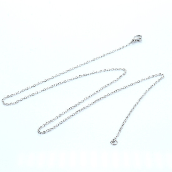 Цепочка на шею из нержавеющей стали 1,6 мм 50 см карабин 10 мм 1 шт. Платина
