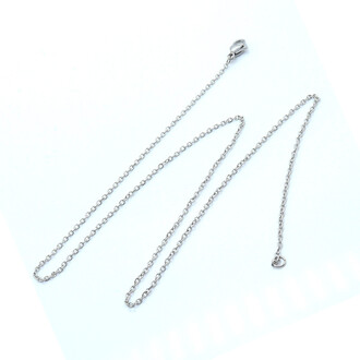 Цепочка на шею из нержавеющей стали 2 мм 45 см карабин 10 мм 1 шт. Платина