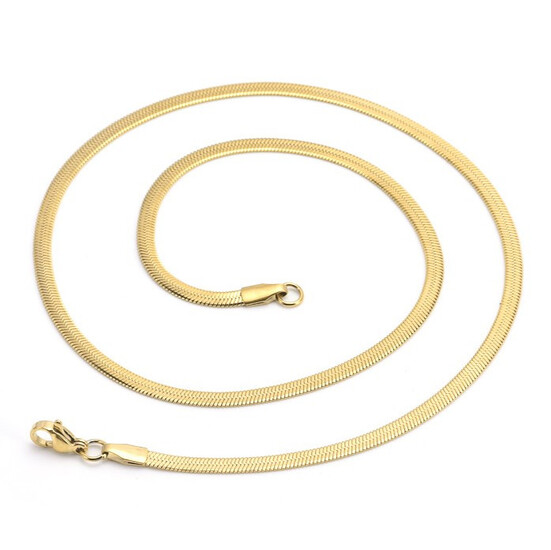 Цепочка на шею Змейка из нержавеющей стали 3х0,6 мм 40 см 1 шт. Золотистый
