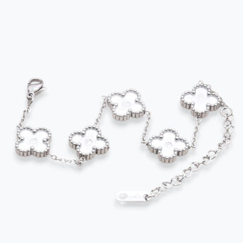 Браслет Клевер из нержавеющей стали 13х3,5 мм 17-22 см 1 шт. Платина