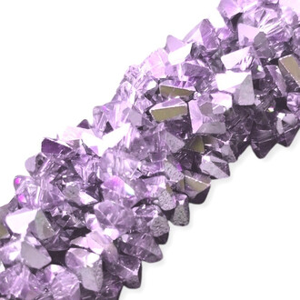 Бусины Swarovski огранка треугольник 3 мм Ø 0,8 мм 27 см (+-130 шт.) Сиреневый полупрозрачный металлик