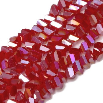 Бусины Swarovski огранка треугольник 3 мм Ø 0,8 мм 27 см (+-130 шт.) Красный АВ прозрачный