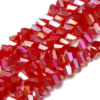 Бусины Swarovski огранка треугольник 4 мм Ø 1 мм 35 см (+-130 шт.) Алый АВ прозрачный