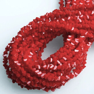 Бусины Swarovski огранка треугольник 4 мм Ø 1 мм 30 см (+-130 шт.) Бордовый непрозрачный