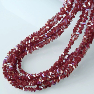 Бусины Swarovski огранка треугольник 6 мм Ø 1 мм 30 см (+-85 шт.) Бордовый темный АВ непрозрачный