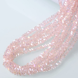 Бусины Swarovski огранка треугольник 6 мм Ø 1 мм 30 см (+-85 шт.) Пудровый АВ прозрачный