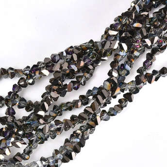 Бусины Swarovski огранка треугольник 4 мм Ø 1 мм 35 см (+-130 шт.) Гематитовый полупрозрачный металлик