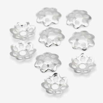 Обниматель для бусин цветок 8 мм Платина +-300 шт.