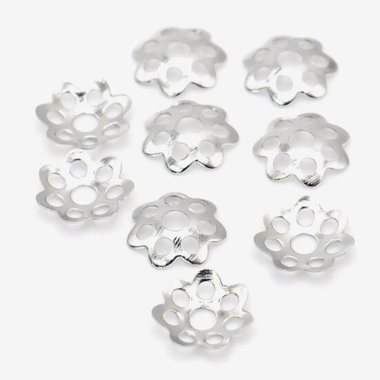 Обниматель для бусин цветок 8 мм Платина +-300 шт.