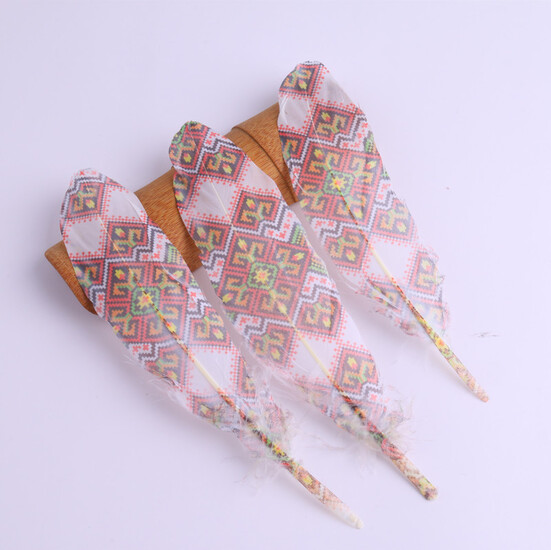 Перо гусиное крашеное 15-20 см 1 шт. Орнамент №2