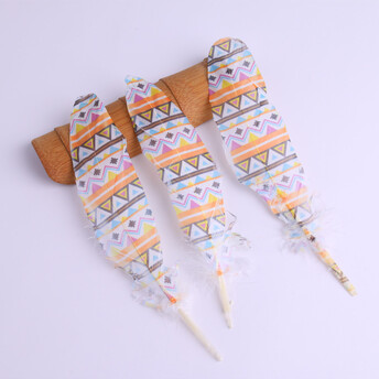 Перо гусиное крашеное 15-20 см 1 шт. Орнамент №6