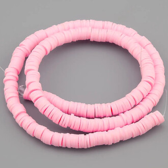 Бусины из полимерной глины Круг 6х1 мм Розовый светлый 40 см (+-350 шт.)